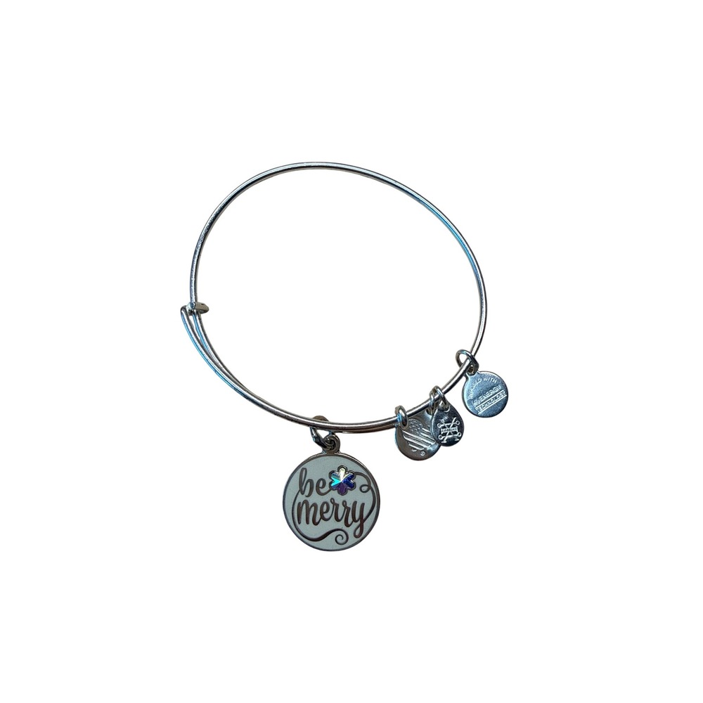 Alex and Ani Be Merry Silver Tone Expandable Charm Bangle Bracelet 2017 Holiday